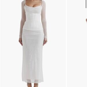 House of CB Katrina Lace Mesh Long Sleeve Gown